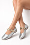 Luxora Silver Snake Leather Model Accessory Ballerina Daily Ballerina Office Shoes Stc1204 - 2