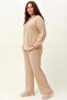 Women's Large Size Ribbed Knitted Hooded Stone Tracksuit Set - 3