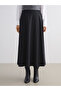 Black Flared Skirt with Zipper at the Waist - 2