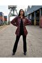 Burgundy Oversize Leather Shirt with Pocket Detail - 6