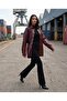 Burgundy Oversize Leather Shirt with Pocket Detail - 2
