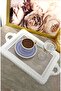 6 Pieces Coffee Presentation Tray Mesh Patterned Rectangular White - 2