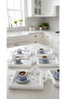 6 Pieces Coffee Presentation Tray Mesh Patterned Rectangular White - 3