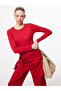 Two Mt Shop Quality Lcw Everyday Red Ribbed Plain Tight & Slim Long Sleeve Women's Bodysuit