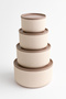 Set of 4 Round Storage Containers Striped Beige | 2.5 L 1.5 L 0.80 L 0.45 L | Microwave and Freezer Compatible - 4