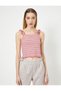 Striped Crop Undershirt with Frilled Straps - 3