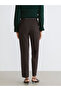 Brown Belted Slim Fit Women's Pleated Trousers - 4