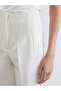 Ecru High Waist Cigarette Women's Trousers - 4