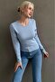 Blue Crew Neck Slim Fit Women's Body Mg2564 - 8