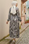 4037 Belted Patterned Dress Black - 5