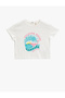 Girl's Ecru Printed T-Shirt Cotton