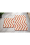 Marta Premium 2-Piece Non-Slip Bath Mat Set – Latex Base Geometric Bone Orange 60X100 60X50 cm - 3