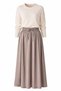 Women's Satin Beige Color Elastic Waist Drawstring Long Skirt