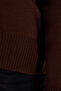 Women's Oversized Wide Cut Crew Neck Brown Sweater - 5