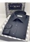 Slim Fit Long Sleeve Satin Gift Boxed Easy-Iron Men's Shirt Fs-002968 - Navy Blue