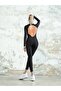 Back Low-cut Long Sleeve Sports Jumpsuit - 4