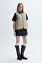 Women's Beige Quilted Short Vest - 4