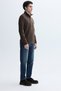 Men's Khaki Buttoned Stand Collar Sweatshirt - 3