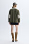 Women's Khaki Velvet Collar Oversize Coat Jacket - 2