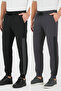 Men's Black-Anthracite Standard Fit Regular Cut Ribbed Pocket Comfortable Jogger 2-Piece Sweatpants
