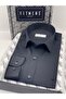Slim Fit Long Sleeve Satin Gift Boxed Easy-Iron Men's Shirt Fs-002968 - Navy Blue - 3