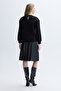 Women's Black Loose Fit Crew Neck Sweatshirt - 2