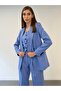 Premium Women's Striped Blue Blazer Vest Trousers 3-Piece Suit – Modern Office Elegance - 7