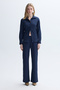 Women's Navy Blue Wide Leg Elastic Waist Pants - 3