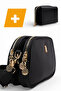 Women's Shoulder Bag Buzy Satin Leather 3-Compartment Adjustable Black Wallet Gifted Hand and Shoulder Bag