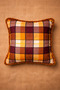 Plaid Throw Pillow Cover Ethnic Bohemian Modern Yellow Brown Plush Piped Decorative Home Textile - 2