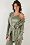 Regular Fit Lace Soft Textured Velvet Pajama Set with Dressing Gown PAJAMA SET 6095545 - 4