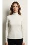 Lago Women's Ultra Soft Touch Inward Curved Half Fisherman Long Sleeve Blouse & Top & Sweater - Ecru - 4