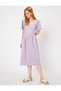 Women's Purple U-Neck Short Sleeve Midi Dress 9YAL88019IW - 3