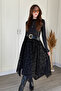 Floral Embroidered Black Tulle Long Skirt - 2