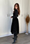Floral Embroidered Black Tulle Long Skirt - 7