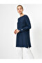 Crew Neck Long Sleeve Flared Hem Blouse - 2