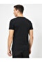 Men's Black Written and Printed T-Shirt 0YAM14044OK - 4