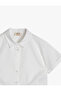 Textured Poplin Fabric Tie-Waist Short Sleeve Shirt - 4