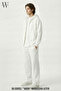 White Baggy Tracksuit Set Hooded Cardigan Unisex Winter 3 Thread 100% Cotton - 2