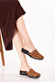 Women's Inside-Out Genuine Leather Stylish House Slippers Özl.960 Tan Leopard - 2