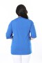 Women's Plus Size Cobalt blue Cotton Fabric Front Printed Short Sleeve Blouse 65N38008 - 5