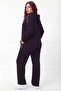 Women's Plus Sizestone Print Detailed Hooded Stylish Tracksuit Set - 6
