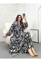 Tesettory Cyclass Collar Flowered Viscose Dress