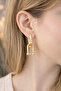 Women's Yellow Plated Tarnish-Resistant Steel U Chain Interlocking Hoop Earrings
