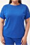 Women's Plus Size Stone and Bead Detailed Short Sleeve Blue Tracksuit Set - 4