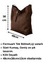 Women's Bitter Brown Oversized Buckle Detailed Suede Luxury Shoulder Bag - 7