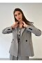 Limited Edition Women's Jacket Vest Palazzo Pants Gray 3-Piece Set – Office & Chic Outfit - 7