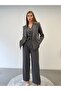 Limited Edition Women's Jacket Vest Palazzo Pants Anthracite 3-Piece Set – Office & Chic Combination - 2