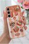 Galaxy A34 5g Case Designed with Patterned Camera Protection Teddy Bear Biscuit Color Coffee Silicone Cover - 2