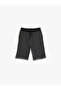 Boy's Pique Fabric Black Shorts with Ribbed Waist